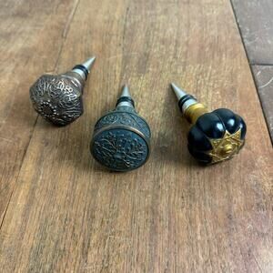Set of 3 Metal‎ Resin Heavy Bronze Black Wine Bottle Stoppers
